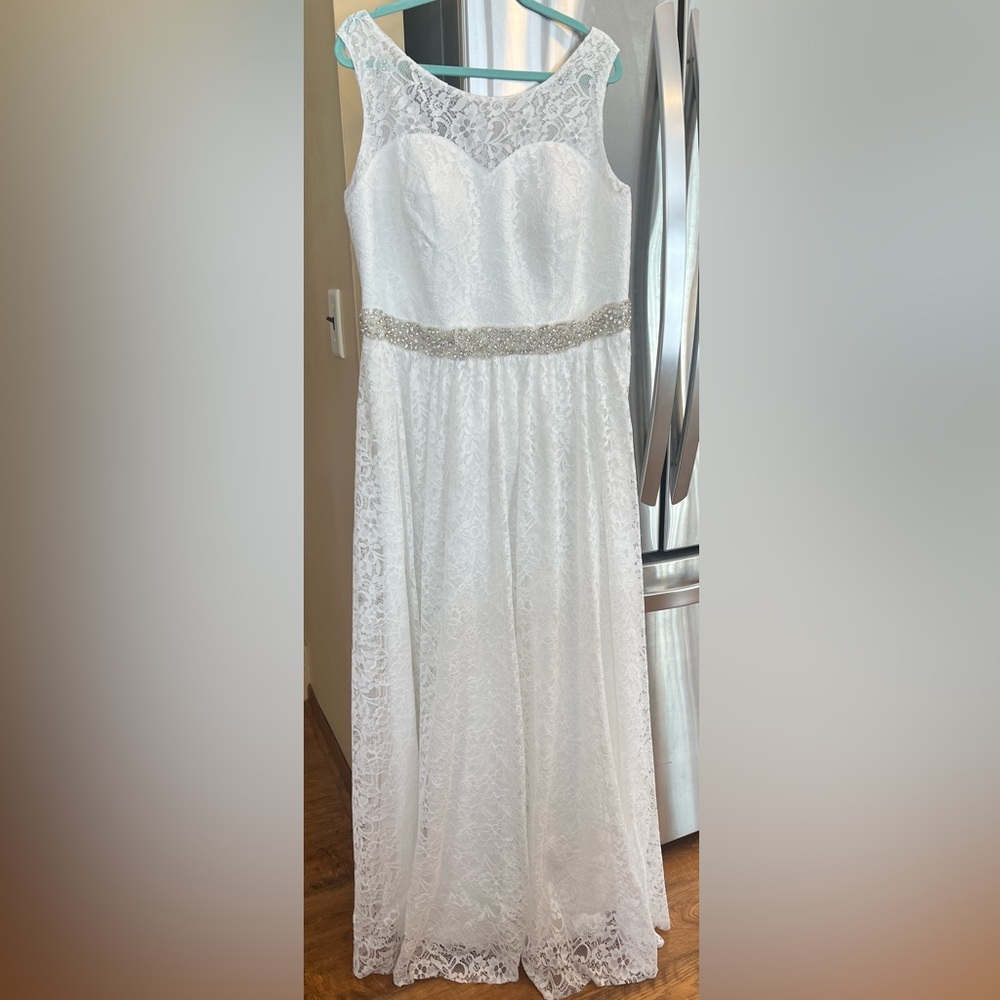 White Lace wedding Dress with gold Embellishments